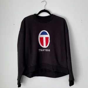 Aritzia | black embroidered TNA crewneck sweater